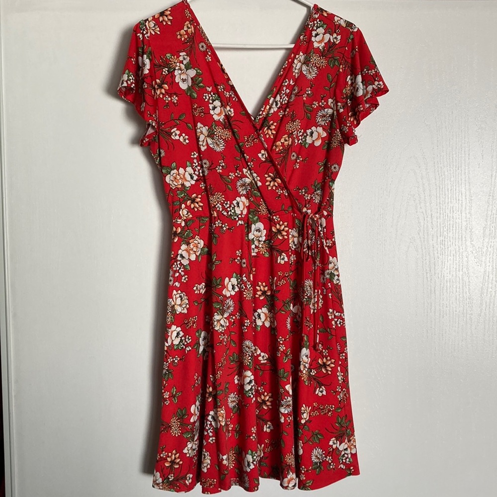 Red floral dress
